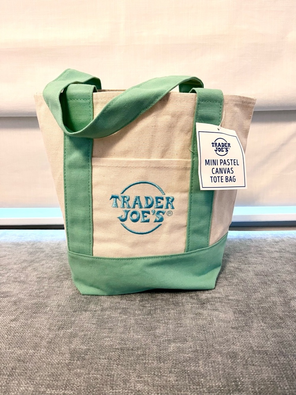 TRADER JOE’S | Pastel Mint Green Canvas Mini Tote